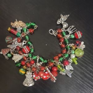 Handmade Christmas beaded charm bracelet